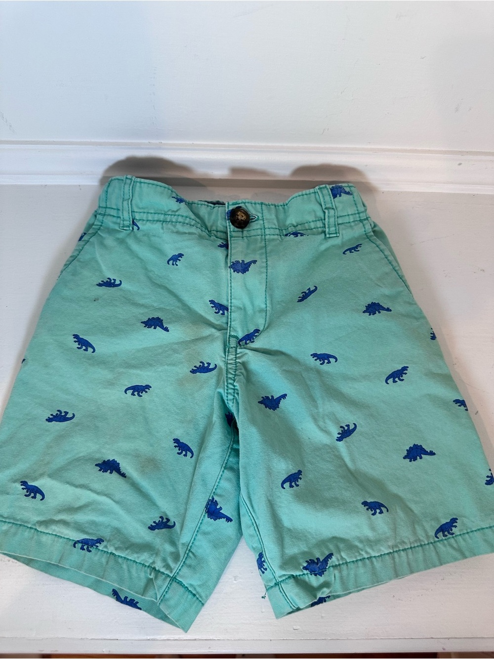 Carter’s Boys Size 4 Teal Blue Dinosaur Shorts Adjustable Waist